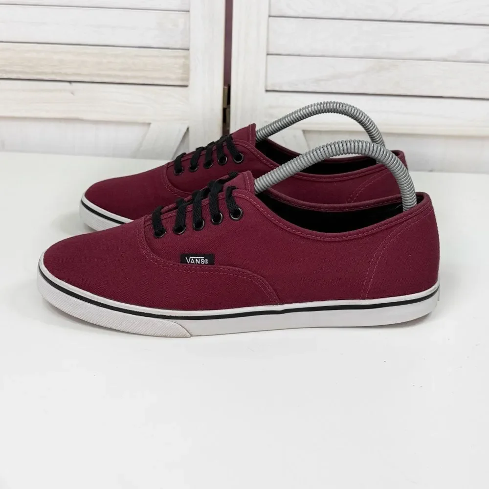 Vans Authentic Canvas Low Top Lace Up Sneakers Burgundy Red 8‎ Men 9.5 Women